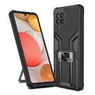 For Samsung Galaxy A42 5G Armor 2 in 1 Magnetic Shockproof Phone Case with Foldable Holder(Black) - 1