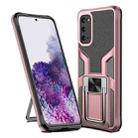 For Samsung Galaxy S20 Armor 2 in 1 Magnetic Shockproof Phone Case with Foldable Holder(Rose Gold) - 1