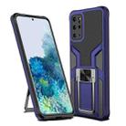 For Samsung Galaxy S20+ Armor 2 in 1 Magnetic Shockproof Phone Case with Foldable Holder(Blue) - 1