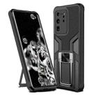 For Samsung Galaxy S20 Ultra Armor 2 in 1 Magnetic Shockproof Phone Case with Foldable Holder(Black) - 1