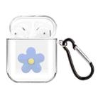 For AirPods 1 / 2 High Transparent TPU Silicone Patch Earphone Protective Case with Hook(Blue Flower) - 1
