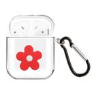For AirPods 1 / 2 High Transparent TPU Silicone Patch Earphone Protective Case with Hook(Red Flower) - 1