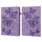 For Huawei MediaPad T3 10 9.6 inch Embossed Butterfly Pattern Horizontal Flip Leather Tablet Case(Purple) - 1