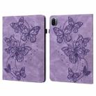 For Xiaomi Pad 5 / 5 Pro Embossed Butterfly Pattern Horizontal Flip Leather Tablet Case(Purple) - 1