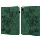 For Xiaomi Pad 5 / 5 Pro Embossed Butterfly Pattern Horizontal Flip Leather Tablet Case(Green) - 1