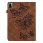 For Xiaomi Pad 5 / 5 Pro Embossed Butterfly Pattern Horizontal Flip Leather Tablet Case(Brown) - 3