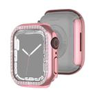 Electroplating PC Single Row Diamond Protective Case For Apple Watch Series 9 / 8 / 7 45mm(Rose Pink) - 1