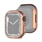 Electroplating PC Single Row Diamond Protective Case For Apple Watch Series 9 / 8 / 7 45mm(Rose Gold) - 1