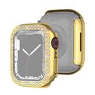 Electroplating PC Double Rows Diamond Protective Case For Apple Watch Series 9 / 8 / 7 41mm(Gold) - 1