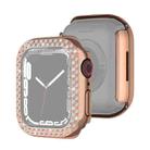 Electroplating PC Double Rows Diamond Protective Case For Apple Watch Series 9 / 8 / 7 41mm(Rose Gold) - 1