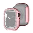 Electroplating PC Double Rows Diamond Protective Case For Apple Watch Series 9 / 8 / 7 45mm(Rose Pink) - 1