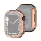 Electroplating PC Double Rows Diamond Protective Case For Apple Watch Series 9 / 8 / 7 45mm(Rose Gold) - 1