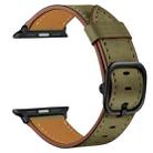 Leather Watch Band For Apple Watch Ultra 49mm&Watch Ultra 2 49mm / Series 9&8&7 45mm / SE 3&SE 2&6&SE&5&4 44mm / 3&2&1 42mm(Army Green Frosted) - 1