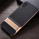 For Galaxy A10 Plaid Texture Non-slip TPU + PC Case with Holder(Gold) - 1