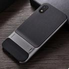 For Galaxy A10 Plaid Texture Non-slip TPU + PC Case with Holder(Space Gray) - 1