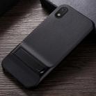 For Galaxy A10 Plaid Texture Non-slip TPU + PC Case with Holder(Black) - 1