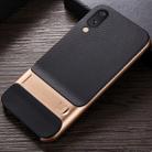 For Galaxy M10 Plaid Texture Non-slip TPU + PC Case with Holder(Gold) - 1