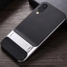 For Galaxy M10 Plaid Texture Non-slip TPU + PC Case with Holder(Space Silver) - 1