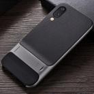 For Galaxy M10 Plaid Texture Non-slip TPU + PC Case with Holder(Space Gray) - 1