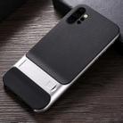 For Galaxy Note10+ Plaid Texture Non-slip TPU + PC Case with Holder(Space Silver) - 1