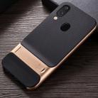 For Galaxy M20 Plaid Texture Non-slip TPU + PC Case with Holder(Gold) - 1