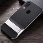 For Galaxy M20 Plaid Texture Non-slip TPU + PC Case with Holder(Space Silver) - 1