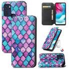 For Motorola Moto G60S Colorful Magnetic Horizontal Flip Leather Phone Case with Holder & Card Slot & Wallet(Purple Scales) - 1