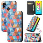 For Samsung Galaxy M21 2021 Colorful Magnetic Horizontal Flip Leather Phone Case with Holder & Card Slot & Wallet(Rhombus Mandala) - 1