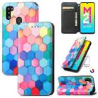 For Samsung Galaxy M21 2021 Colorful Magnetic Horizontal Flip Leather Phone Case with Holder & Card Slot & Wallet(Colorful Cube) - 1