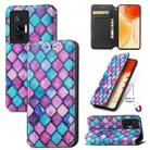 For vivo X70 Pro Colorful Magnetic Horizontal Flip Leather Phone Case with Holder & Card Slot & Wallet(Purple Scales) - 1