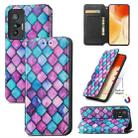 For vivo X70 Colorful Magnetic Horizontal Flip Leather Phone Case with Holder & Card Slot & Wallet(Purple Scales) - 1