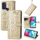 For Motorola Moto G60S Lovely Cat and Dog Embossing Pattern Horizontal Flip Leather Phone Case with Holder & Card Slots & Wallet & Cartoon Clasp & Lanyard(Gold) - 1