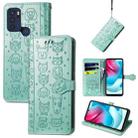 For Motorola Moto G60S Lovely Cat and Dog Embossing Pattern Horizontal Flip Leather Phone Case with Holder & Card Slots & Wallet & Cartoon Clasp & Lanyard(Green) - 1