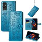 For Tecno Pova 2 Lovely Cat and Dog Embossing Pattern Horizontal Flip Leather Phone Case with Holder & Card Slots & Wallet & Cartoon Clasp & Lanyard(Blue) - 1