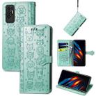 For Tecno Pova 2 Lovely Cat and Dog Embossing Pattern Horizontal Flip Leather Phone Case with Holder & Card Slots & Wallet & Cartoon Clasp & Lanyard(Green) - 1