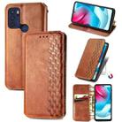 For Motorola Moto G60S Cubic Grid Pressed Horizontal Flip Magnetic Leather Phone Case with Holder & Card Slots & Wallet(Brown) - 1