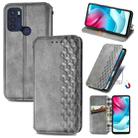 For Motorola Moto G60S Cubic Grid Pressed Horizontal Flip Magnetic Leather Phone Case with Holder & Card Slots & Wallet(Grey) - 1