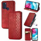 For Motorola Moto G60S Cubic Grid Pressed Horizontal Flip Magnetic Leather Phone Case with Holder & Card Slots & Wallet(Red) - 1