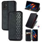 For Tecno Pova 2 Cubic Grid Pressed Horizontal Flip Magnetic Leather Phone Case with Holder & Card Slots & Wallet(Black) - 1