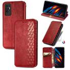 For Tecno Pova 2 Cubic Grid Pressed Horizontal Flip Magnetic Leather Phone Case with Holder & Card Slots & Wallet(Red) - 1