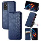 For Tecno Pova 2 Cubic Grid Pressed Horizontal Flip Magnetic Leather Phone Case with Holder & Card Slots & Wallet(Blue) - 1