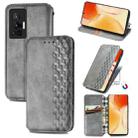 For vivo X70 Pro Cubic Grid Pressed Horizontal Flip Magnetic Leather Phone Case with Holder & Card Slots & Wallet(Grey) - 1