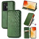 For vivo X70 Pro Cubic Grid Pressed Horizontal Flip Magnetic Leather Phone Case with Holder & Card Slots & Wallet(Green) - 1