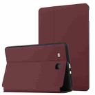 For Samsung Galaxy Tab E 9.6 T560/T561/T565/T567V Dual-Folding Horizontal Flip Tablet Leather Case with Holder (Wine Red) - 1