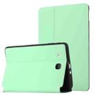 For Samsung Galaxy Tab E 9.6 T560/T561/T565/T567V Dual-Folding Horizontal Flip Tablet Leather Case with Holder (Mint Green) - 1