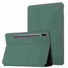 For Samsung Galaxy Tab S8 / Galaxy Tab S7 SM-T870/T875 Dual-Folding Horizontal Flip Tablet Leather Case with Holder & Sleep / Wake-up Function(Dark Green) - 1