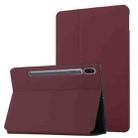 For Samsung Galaxy Tab S8 / Galaxy Tab S7 SM-T870/T875 Dual-Folding Horizontal Flip Tablet Leather Case with Holder & Sleep / Wake-up Function(Wine Red) - 1