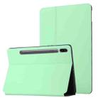 For Samsung Galaxy Tab S8 / Galaxy Tab S7 SM-T870/T875 Dual-Folding Horizontal Flip Tablet Leather Case with Holder & Sleep / Wake-up Function(Mint Green) - 1