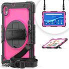 For Lenovo Tab M10 HD TB-X306X Shockproof Colorful Silicone + PC Protective Tablet Case with Holder & Shoulder Strap & Hand Strap(Rose Red) - 1