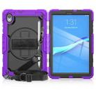 For Lenovo Tab M10 HD TB-X306X Shockproof Colorful Silicone + PC Protective Tablet Case with Holder & Shoulder Strap & Hand Strap(Purple) - 1